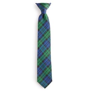 Chaps Boys Stowe Blue Green Plaid Clip-on Tie